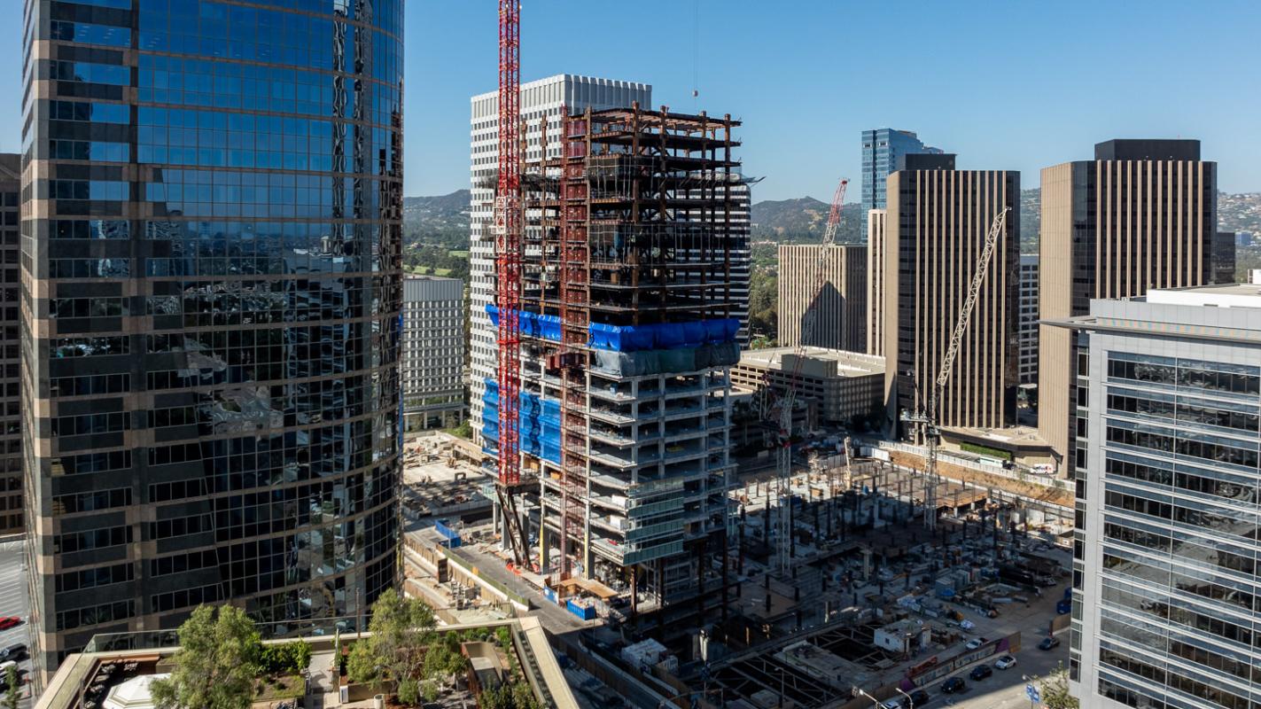 Century City Center office tower ascends at 1950 Ave. of the